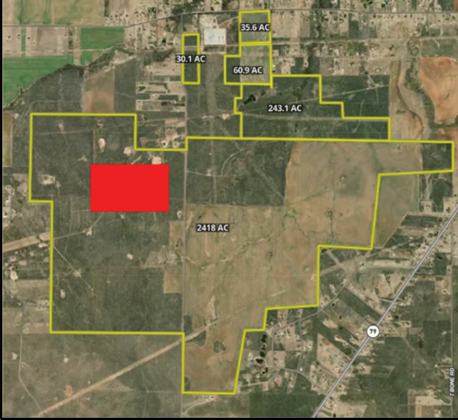 Publisher-supplied aerial site map for Project Raptor with outlined parcels