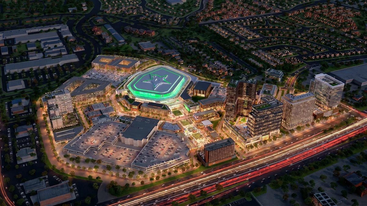 Proposed Willow Bend district aerial rendering
