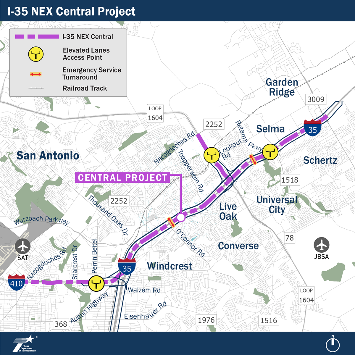 I-35 NEX Central project corridor map