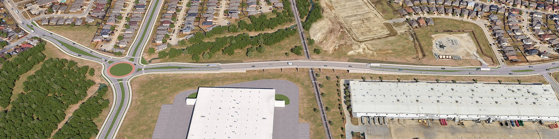 Rendering of the Everman Parkway extension bridge and roadway