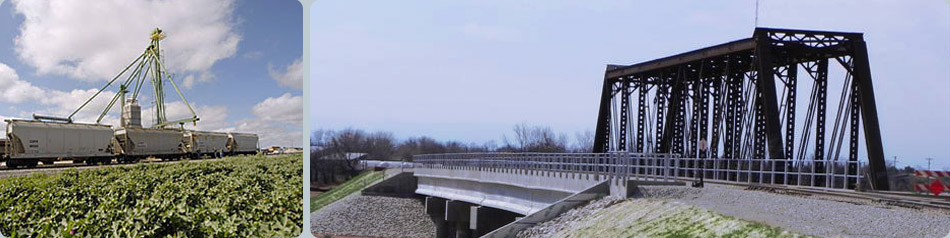 Rail infrastructure reference images: Texas Pacifico; not photographs of the newly funded works.