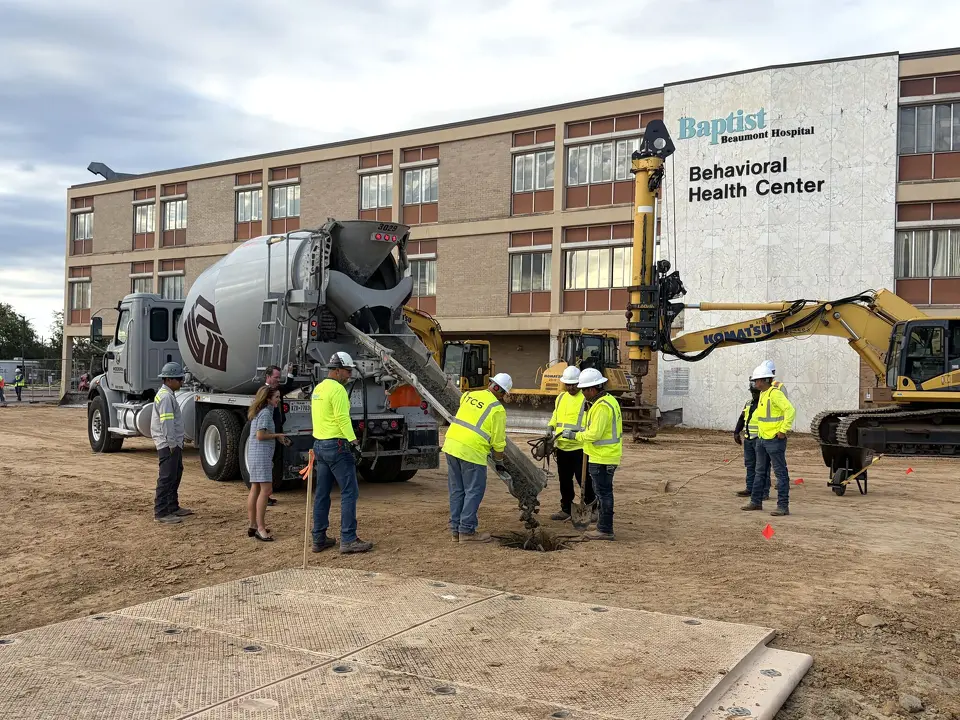October 20 concrete-pour ceremony: Matt Faye / The Beaumont Enterprise.