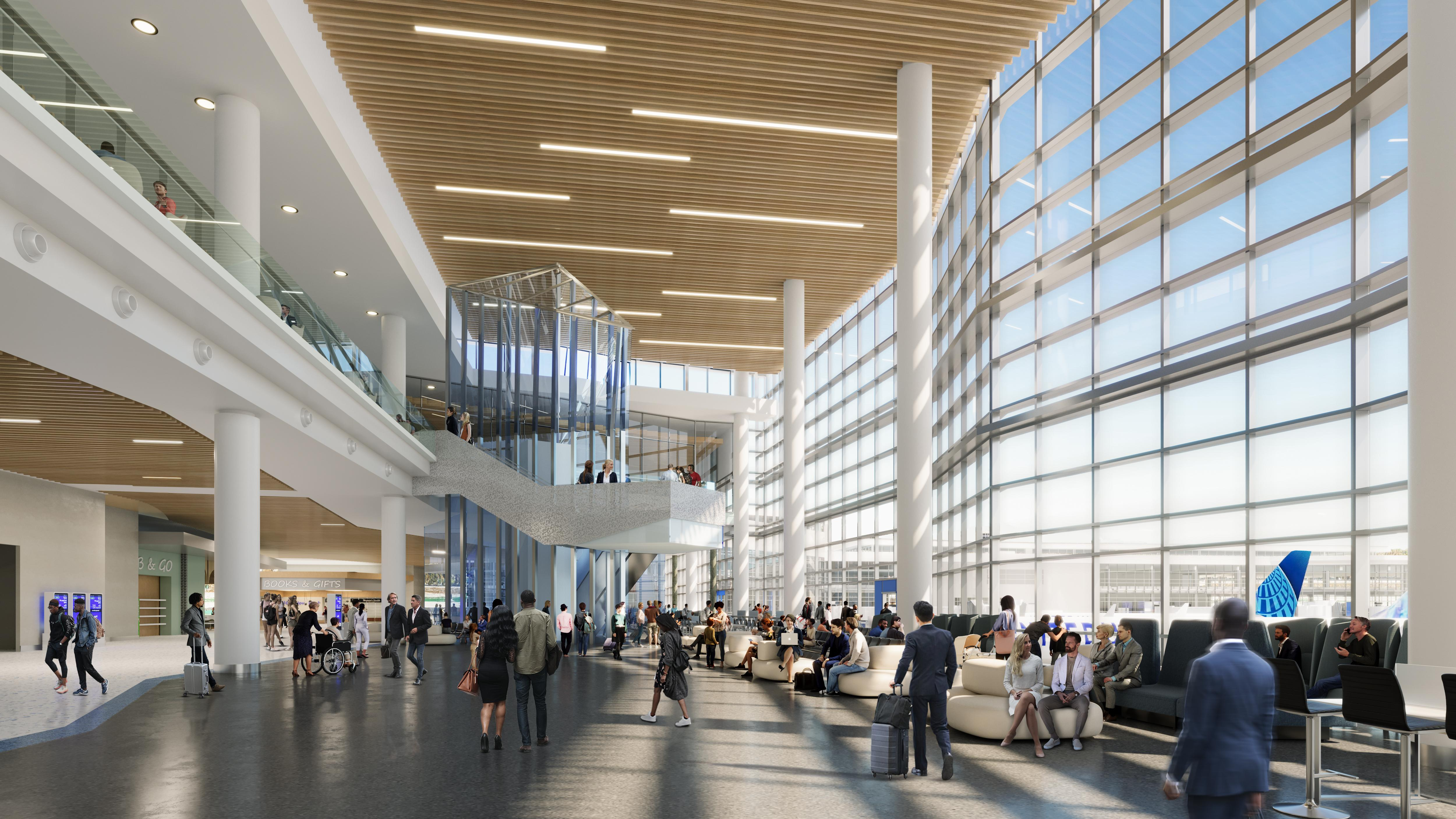 Terminal B interior rendering.