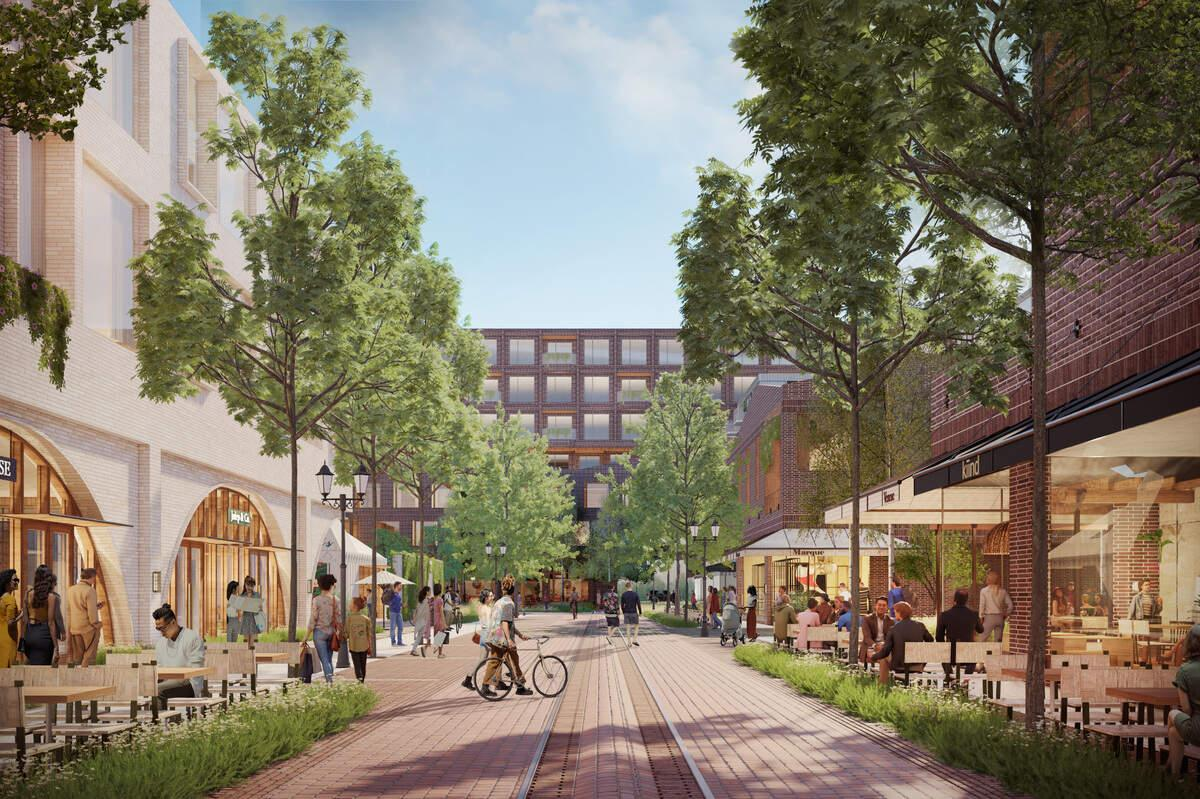 Pedestrian street concept for Westside Village in Fort Worth