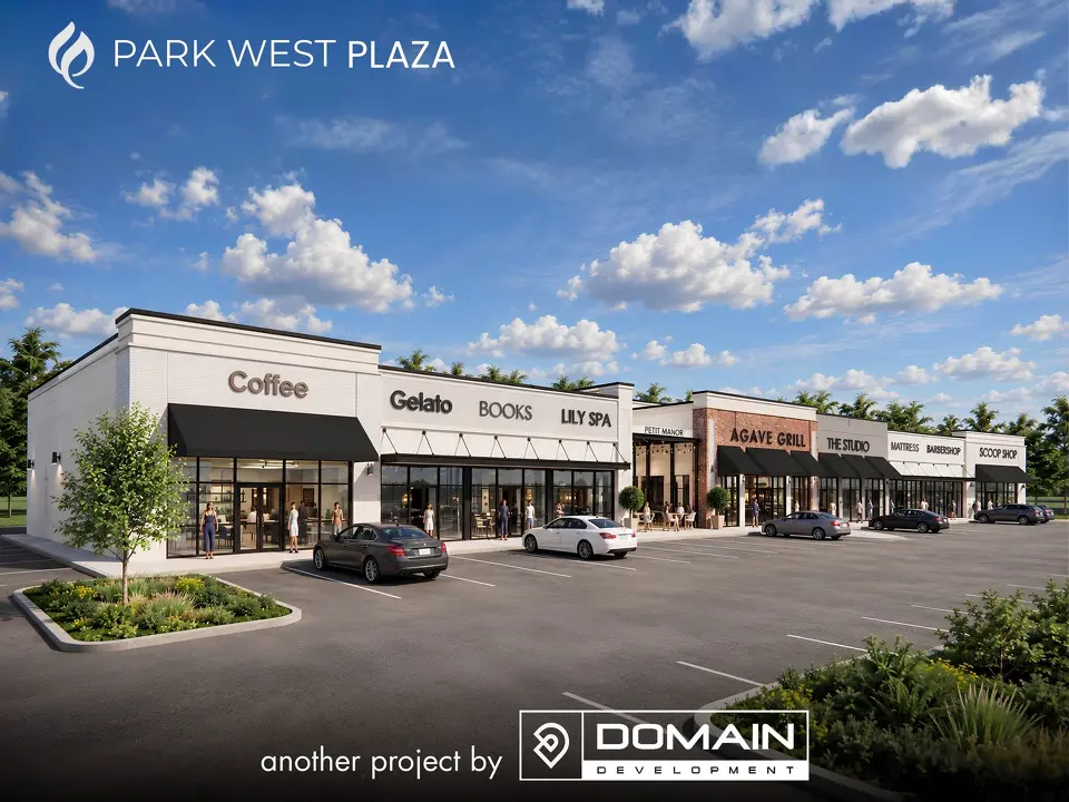 Park West Plaza retail rendering by Domain Development