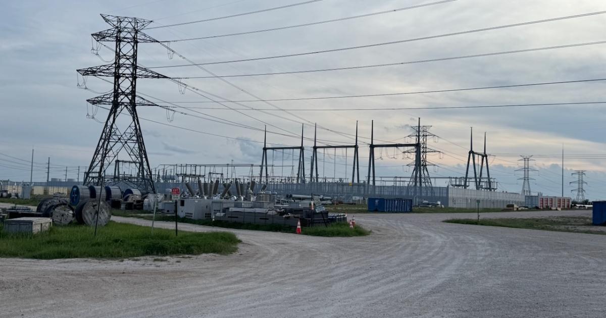 Transmission lines and electrical equipment at the Red Creek power substation