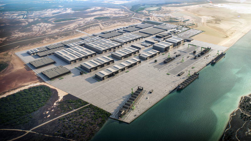 Saronic rendering of the planned Port Alpha shipyard in Brownsville.