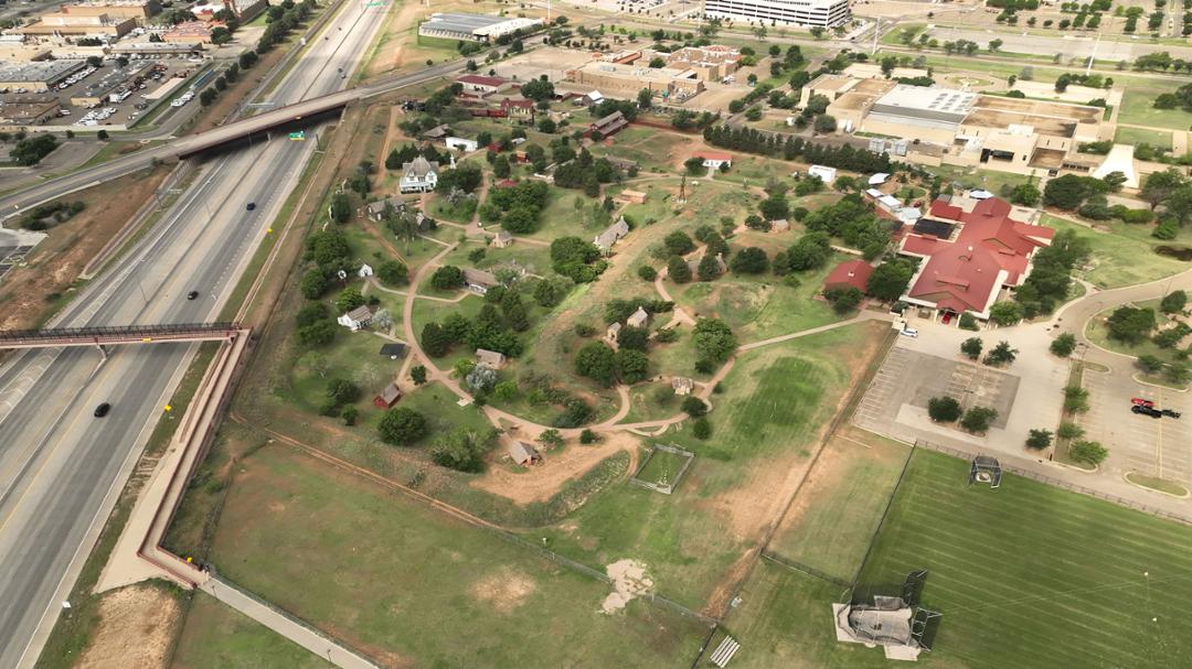 Aerial view of the existing National Ranching Heritage Center at Texas Tech